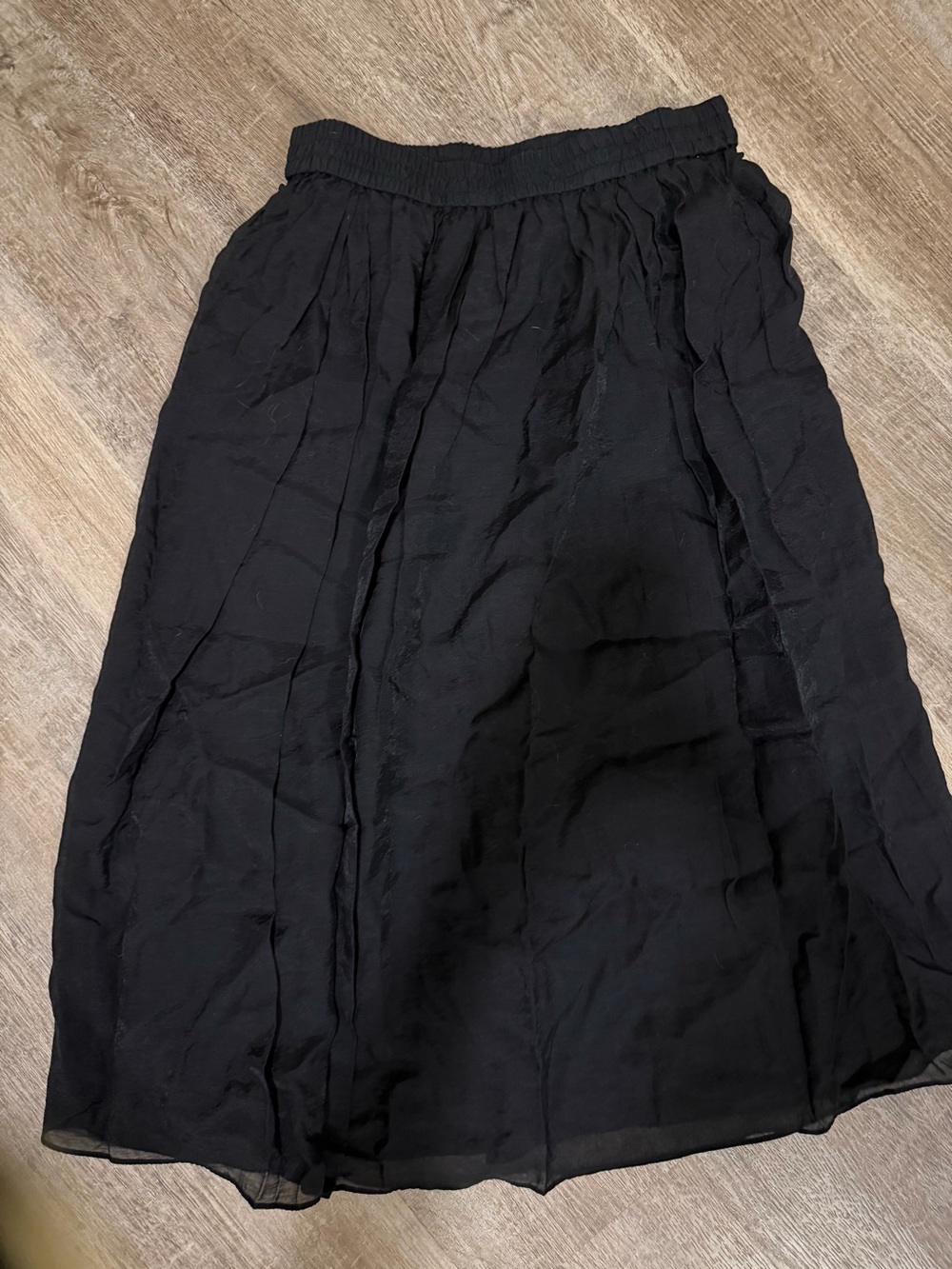 H&M Black Elastic-Waist Midi Skirt
